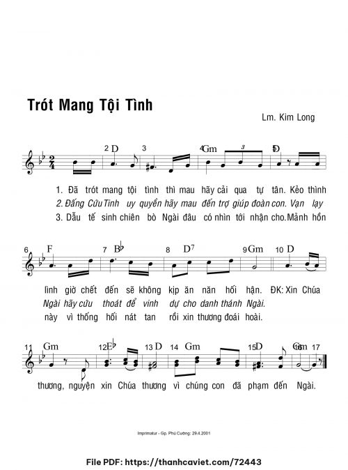 Trót mang tội tình - Lm. Kim Long - trang 1