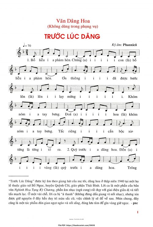 Trước lúc dâng - Phanxicô - trang 1