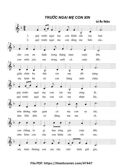 Trước ngai Mẹ con xin - Lê Ân Thiên - trang 1