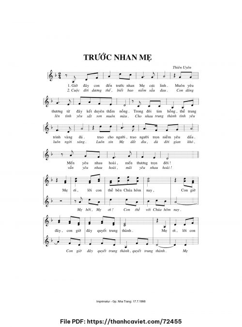 Trước nhan Mẹ - Sr. Thiên Uyên - trang 1