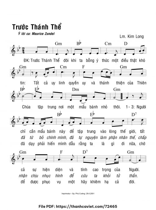 Trước Thánh Thể - Lm. Kim Long - trang 1