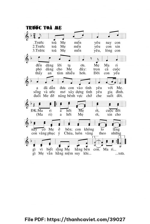 Trước tòa Mẹ - Lm. Trọng Khẩn - trang 1