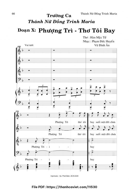 Trường ca TNĐT Maria – Đoạn X: Phượng Trì Thơ Tôi Bay - Phạm Đức Huyến - Vũ Đình Ân - Thơ: Hàn Mặc Tử - trang 1