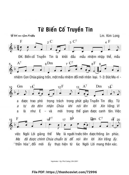 Từ biến cố Truyền Tin - Lm. Kim Long - trang 1