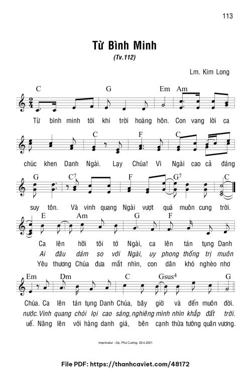 Từ bình minh - Lm. Kim Long - trang 1