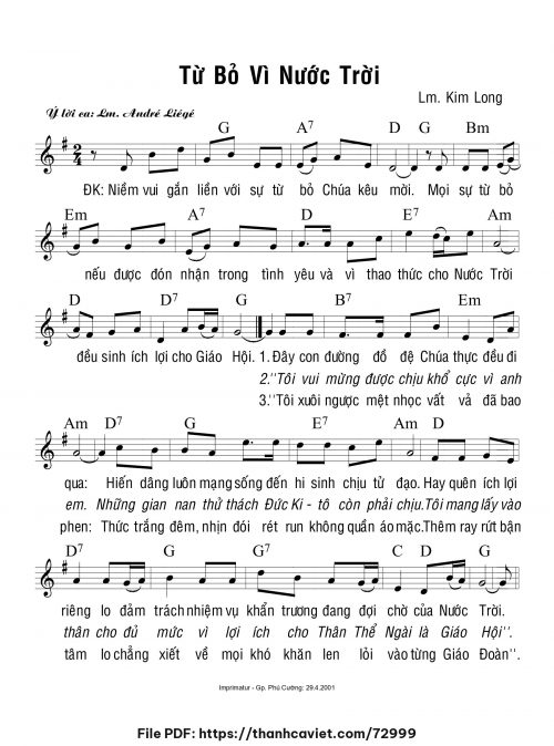 Từ bỏ vì nước trời - Lm. Kim Long - trang 1