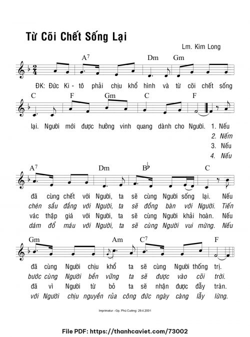 Từ cõi chết sống lại - Lm. Kim Long - trang 1