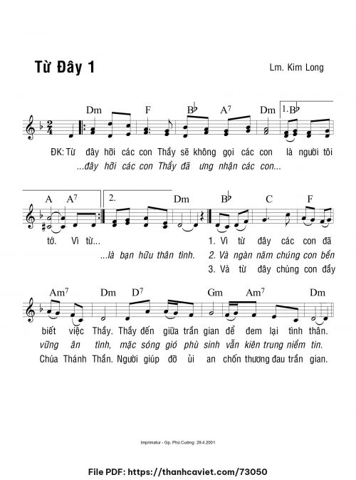 Từ đây 1 - Lm. Kim Long - trang 1