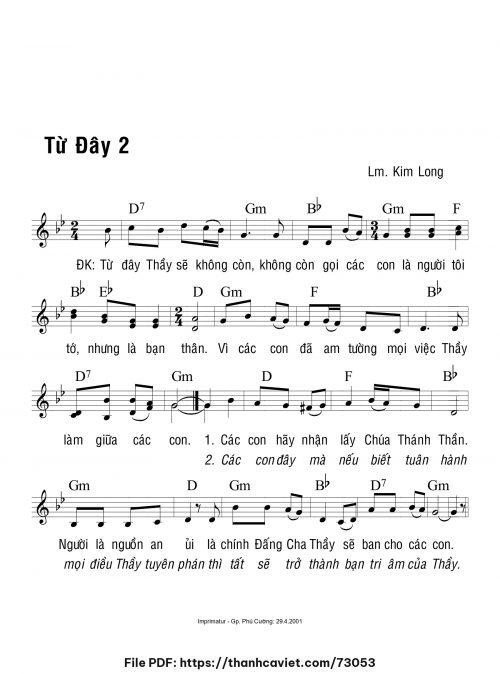 Từ đây 2 - Lm. Kim Long - trang 1