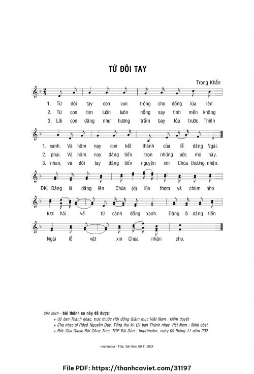 Từ đôi tay - Lm. Trọng Khẩn - trang 1