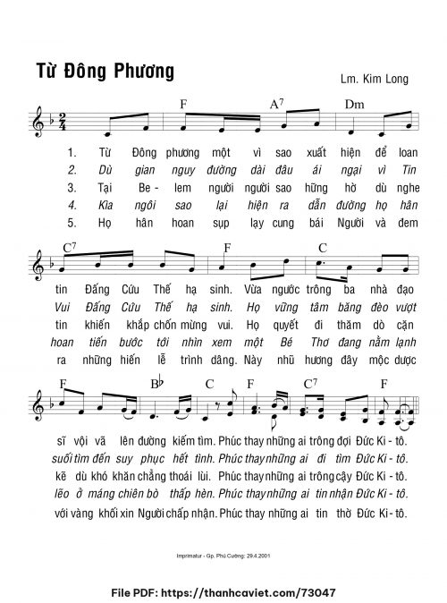 Từ Đông phương - Lm. Kim Long - trang 1