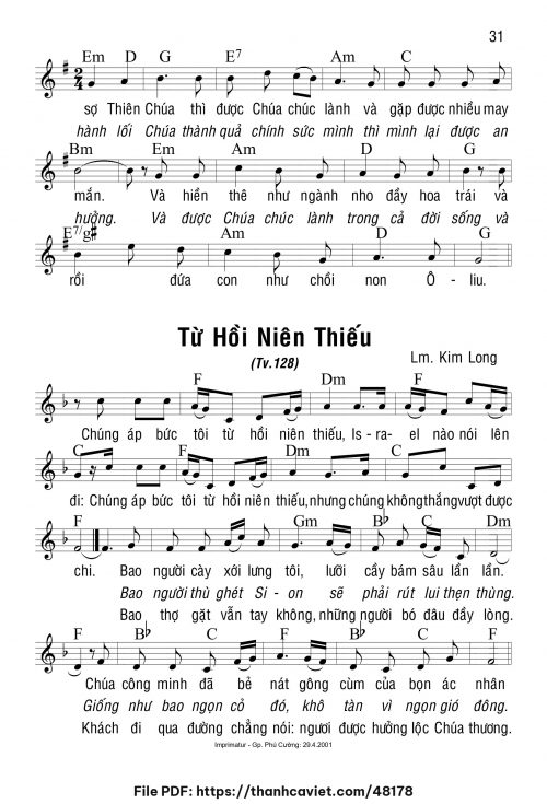 Từ hồi niên thiếu - Lm. Kim Long - trang 1