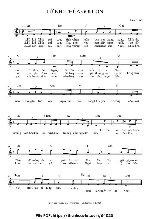 Từ khi Chúa gọi con - Thiên Khuê - trang 1