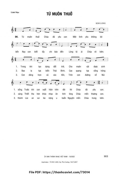 Từ muôn thuở - Lm. Kim Long - trang 1