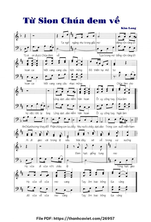 Từ Sion Chúa đem về - Lm. Kim Long - trang 1