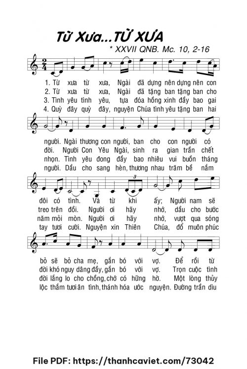Từ xưa, từ xưa - Lm. La Thập Tự - trang 1