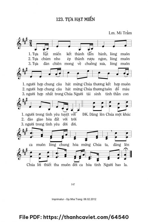 Tựa hạt miến - Lm. Mi Trầm - trang 1