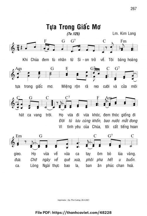 Tựa trong giấc mơ - Lm. Kim Long - trang 1