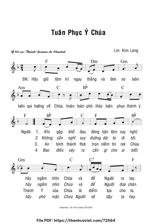 Tuân phục ý Chúa - Lm. Kim Long - trang 1