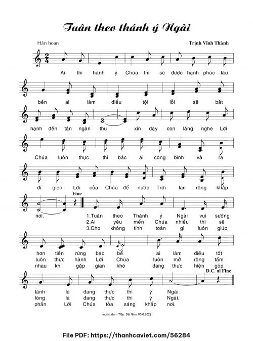 Tuân theo thánh ý Ngài - Trịnh Vĩnh Thành - trang 1