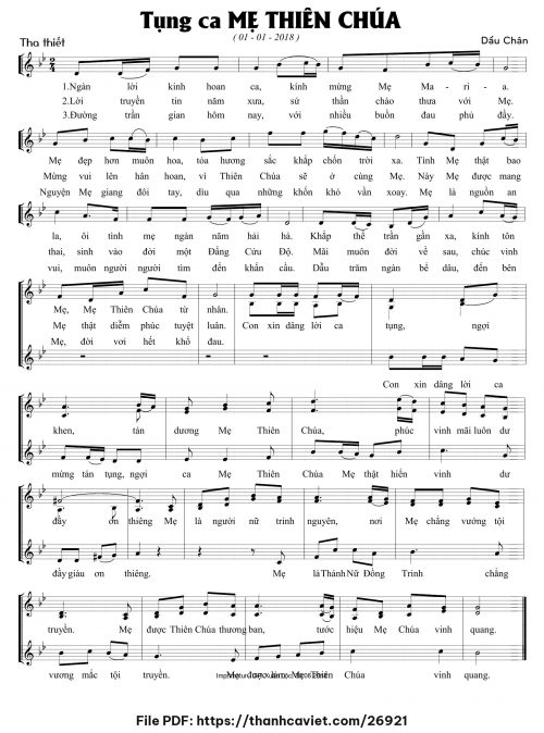 Tụng ca Mẹ Thiên Chúa - Dấu Chân - trang 1