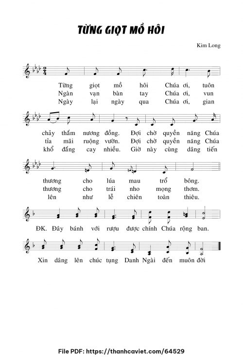 Từng giọt mồ hôi - Lm. Kim Long - trang 1