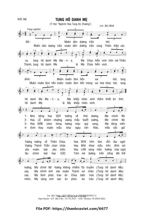 Tung hô Danh Mẹ - Lm. Bùi Ninh - trang 1
