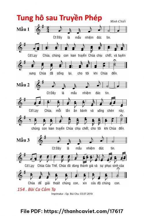 Tung hô sau Truyền Phép - Lm. Minh Chiết - trang 1