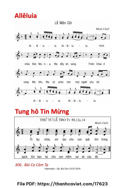 Tung hô Tin Mừng Thứ 4 Lễ Tro - Lm. Minh Chiết - trang 1