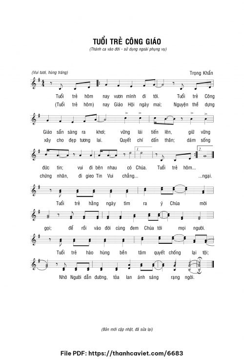 Tuổi trẻ Công Giáo - Lm. Trọng Khẩn - trang 1