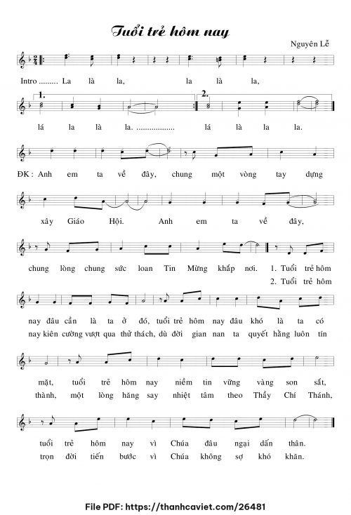 Tuổi trẻ hôm nay - Lm. Nguyên Lễ - trang 1
