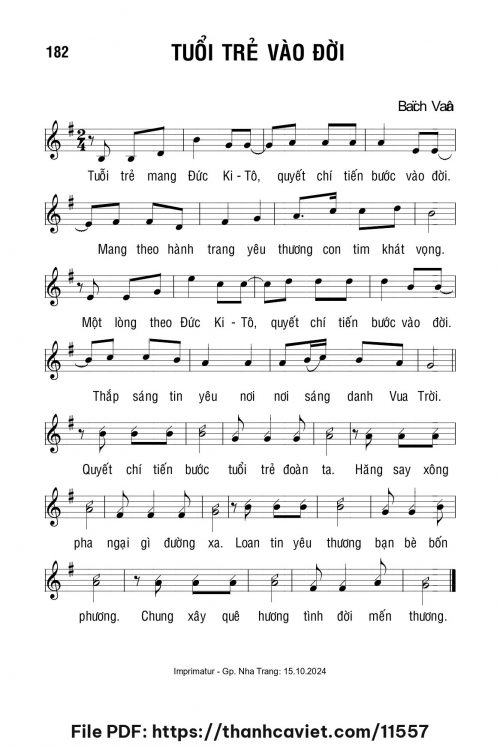Tuổi trẻ vào đời - Lm. Bạch Vân - trang 1