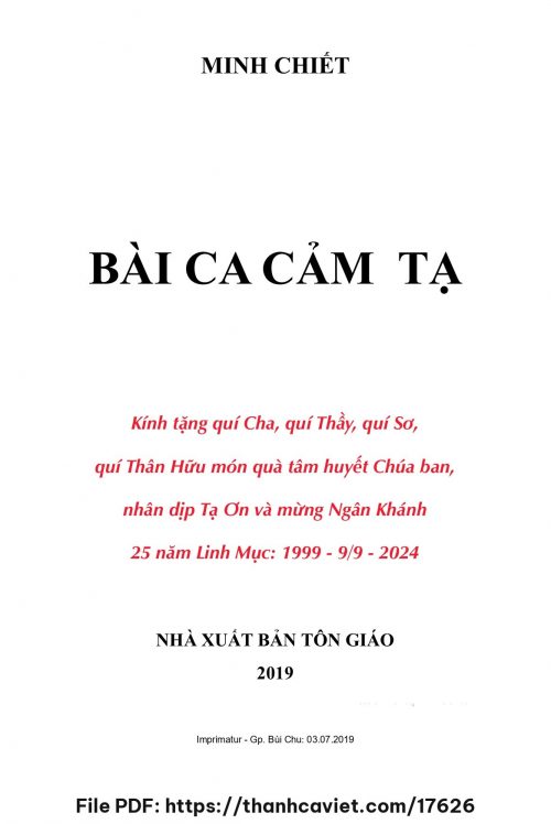Tuyển tập Thánh Ca: Bài Ca Cảm Tạ - Lm. Minh Chiết - trang 1