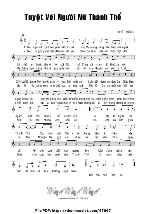 Tuyệt vời Người nữ Thánh Thể - Thế Thông - trang 1