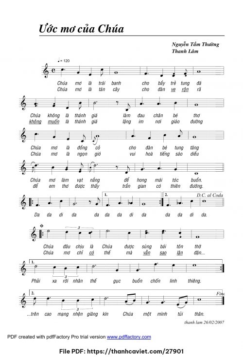 Ước mơ của Chúa - Thanh Lâm (Song Mộc) - trang 1