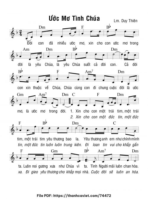 Ước mơ tình Chúa - Lm. Duy Thiên - trang 1