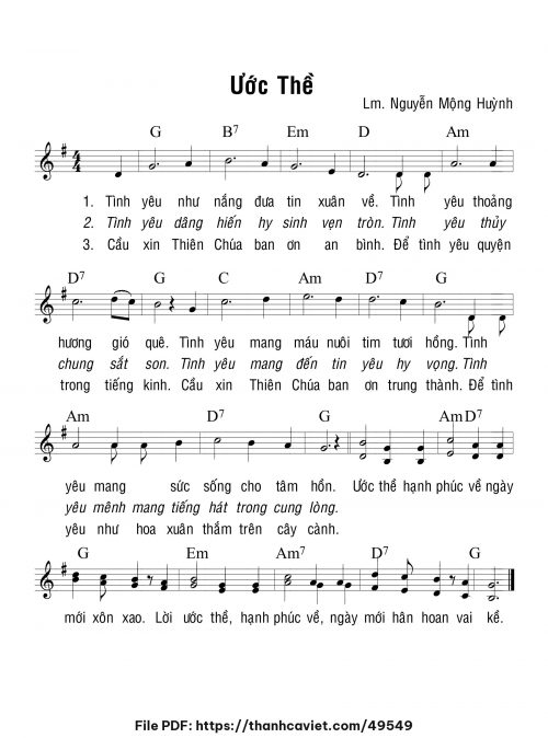 Ước thề - Lm. Nguyễn Mộng Huỳnh - trang 1