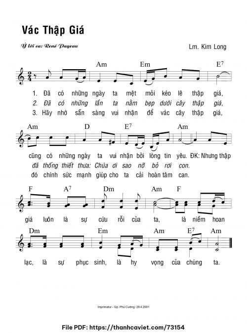 Vác Thập Giá - Lm. Kim Long - trang 1
