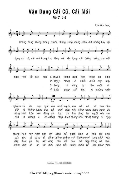Vận dụng cái cũ cái mới - Lm. Kim Long - trang 1
