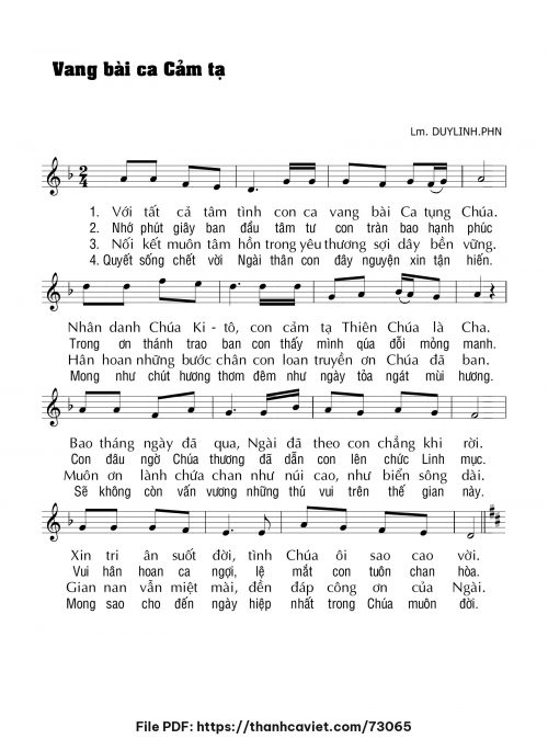 Vang bài ca cảm tạ - Lm. DUYLINH.PHN - trang 1