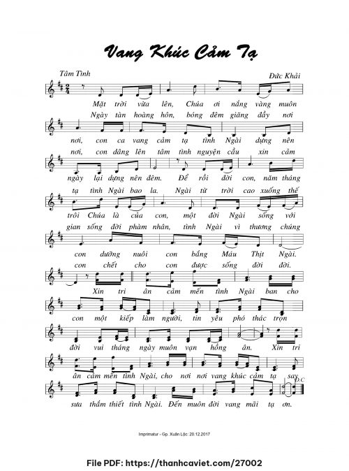 Vang khúc cảm tạ - Đức Khải - trang 1