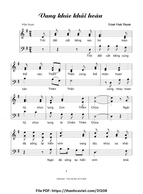 Vang khúc khải hoàn - Trịnh Vĩnh Thành - trang 1
