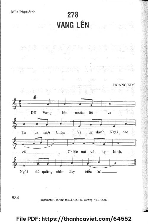 Vang lên - Lm. Hoàng Kim - trang 1