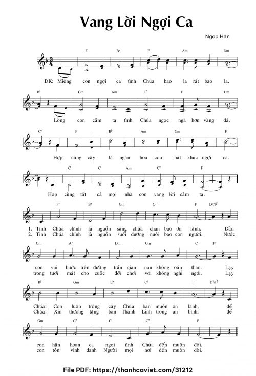 Vang lời ngợi ca - Lm. Ngọc Hân - trang 1
