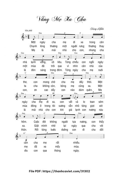 Vắng mẹ xa cha - Lm. Trọng Khẩn - trang 1
