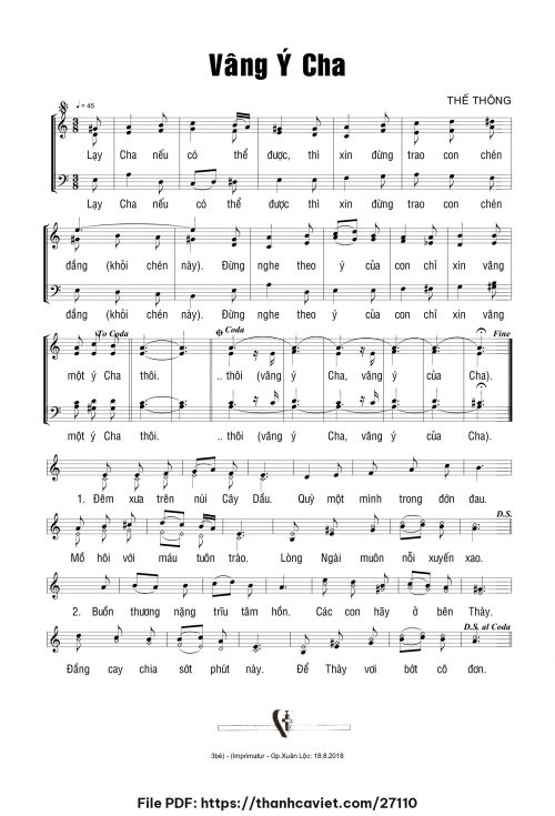 Vâng ý Cha - Thế Thông - trang 1