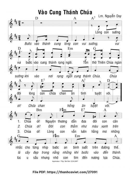Vào cung thánh Chúa - Lm. Nguyễn Duy - trang 1