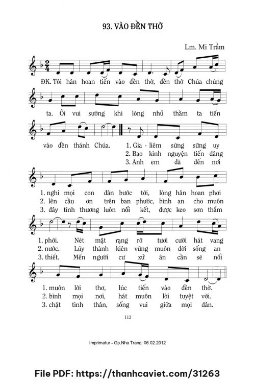 Vào đền thờ - Lm. Mi Trầm - trang 1