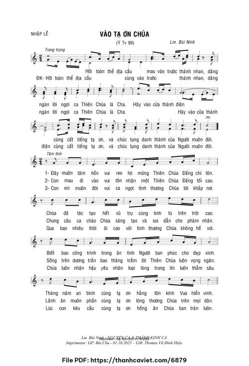 Vào tạ ơn Chúa - Lm. Bùi Ninh - trang 1