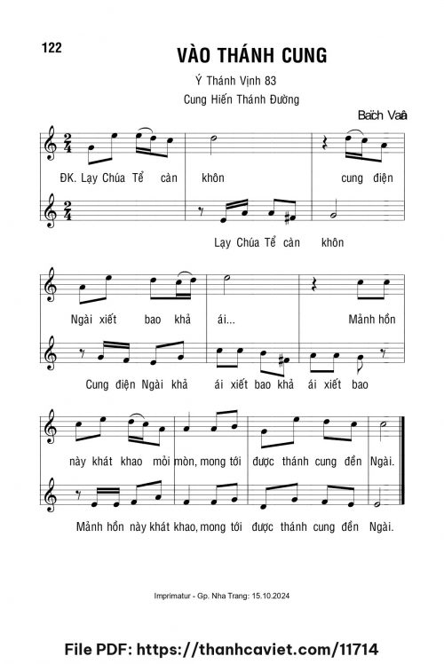 Vào thánh cung - Lm. Bạch Vân - trang 1